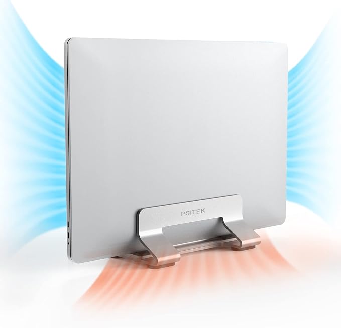 Aluminum Vertical Laptop Stand Dock Holder, Adjustable Slot Width 12-42mm - Image 5