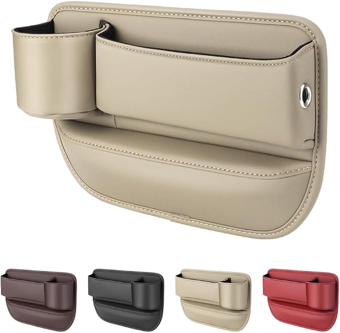 Car Leather Cup Holder Gap Bag, 2025 Upgrade Car Storage Box by ANYSENTHome