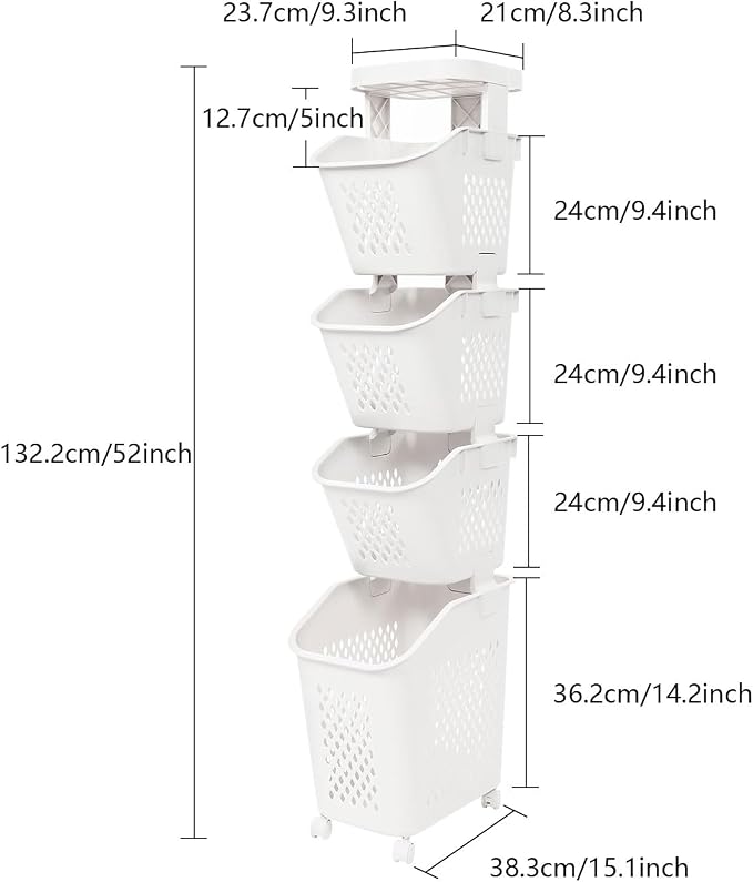 4-Tier Plastic Laundry Hamper Sorter - Image 4