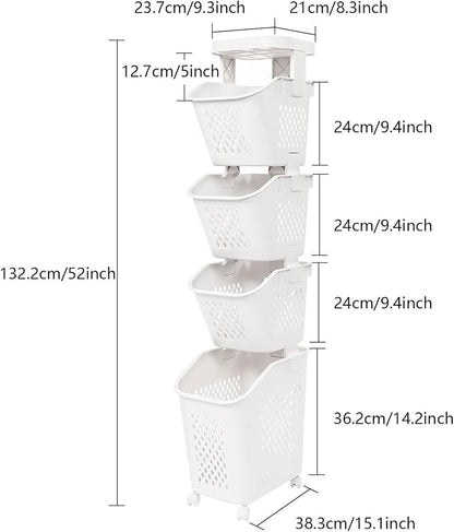 4-Tier Plastic Laundry Hamper Sorter - Image 4
