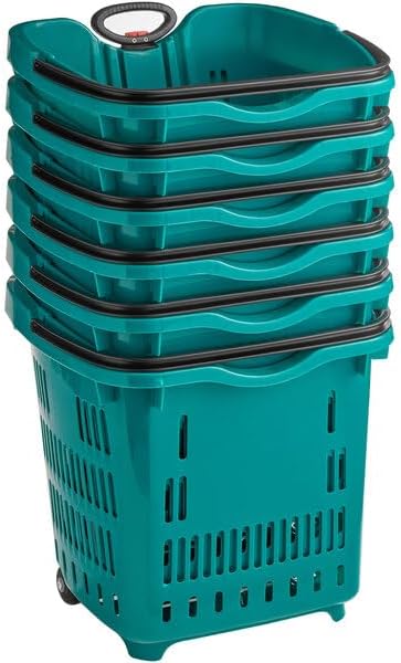 Rolling Shopping Basket, 21.25x16.5 Inch, 45 lb Capacity, Telescopic Handle - Image 2