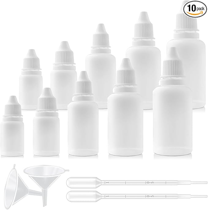 10PCS White Plastic Empty Squeezable Dropper Bottles Portable Eye Liquid Small by Unknown