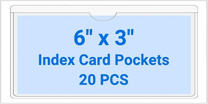 20 PCS Clear Self Adhesive Plastic Label Pockets, Top Loading Business & by Kvatr-X