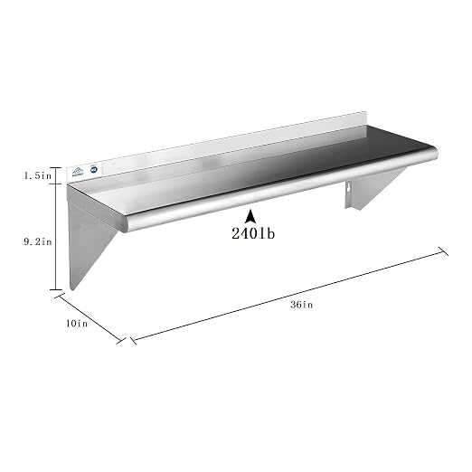 ROCKPOINT Stainless Steel Shelf 10 x 36 Inches 240lb, 2 Pack NSF Metal - Image 2