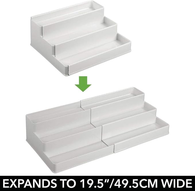 mDesign Plastic Expandable 3-Tier Shelf Rack Organizer - Image 6