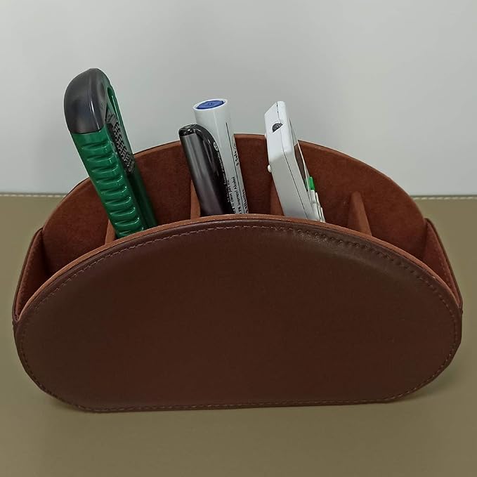 Remote Control Holder with 5 Compartments TV Remote Caddy Store Box, Desktop - Image 2