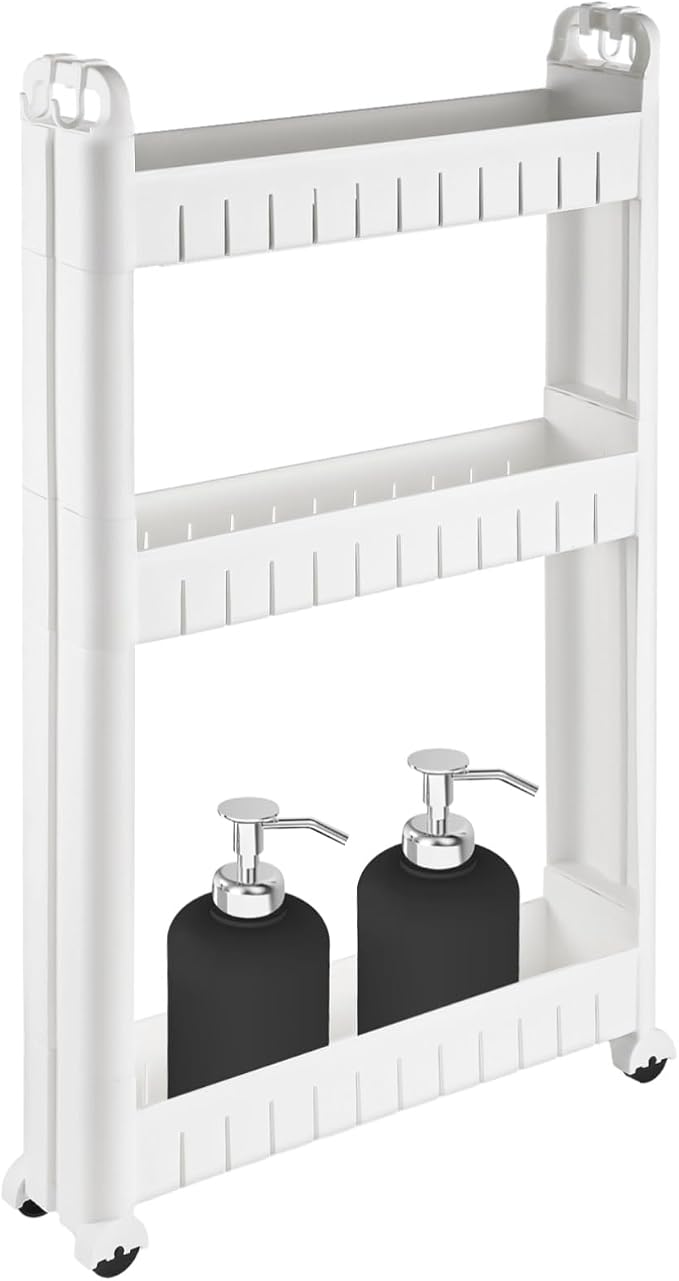 3 Tiers Slim Rolling Storage Cart, 3.5 Inches Slim Slide out Bathroom Organizer by Unknown