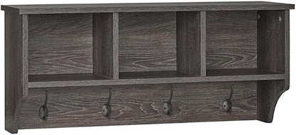 RiverRidge Home Woodbury Collection Cubbies and Hooks Wall Shelf, Dark by RiverRidgeHome
