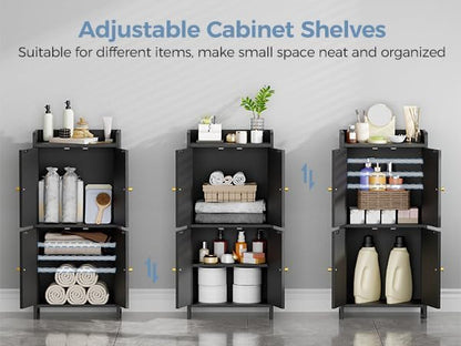 BEWISHOME Small Floor Cabinet, Toilet Paper Storage, Bathroom Storage Cabinet | - Image 5