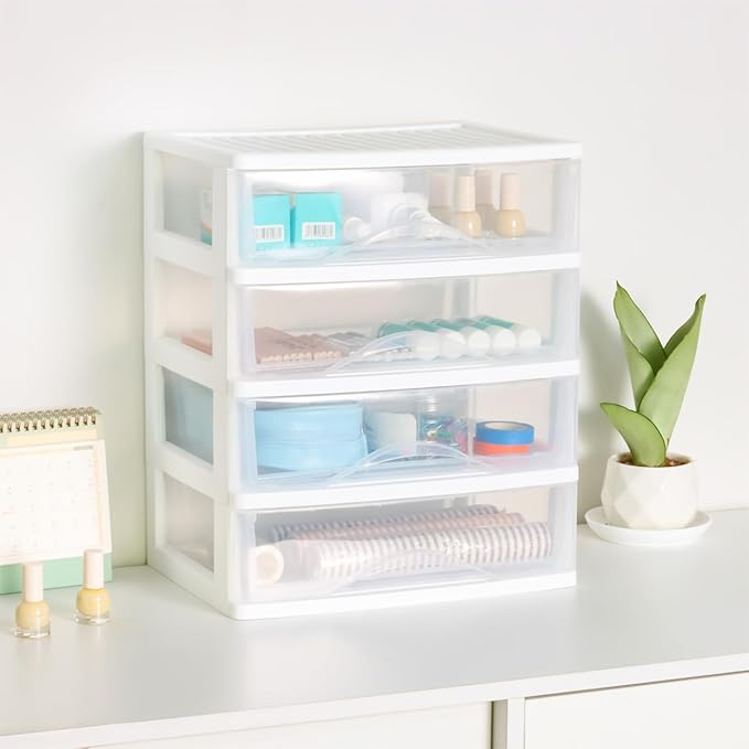 BYCY Plastic Stackable Storage 4 Drawers, Easily Assemble - Image 4