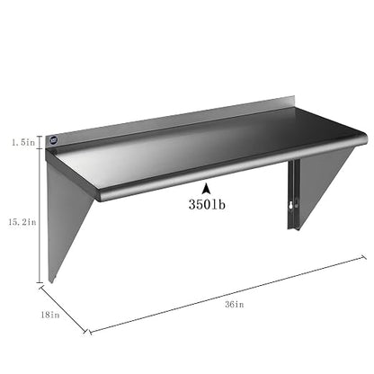 ROCKPOINT Stainless Steel Shelf 18 x 36 Inches 350lb, NSF Metal Commercial - Image 3