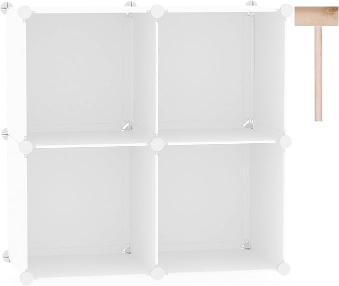 C&AHOME Plastic Cube Storage Organizer, 4-Cube Shelves Units, Milky | DIY by CAHOME