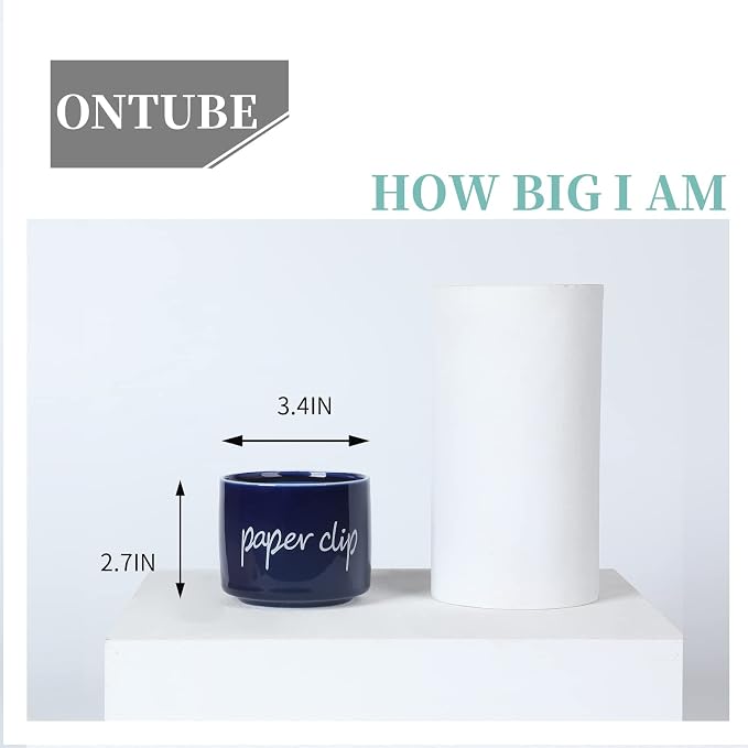 ONTUBE Porcelain Paper Clip Holders, Ceramic Paper Clip Organizer - Image 4