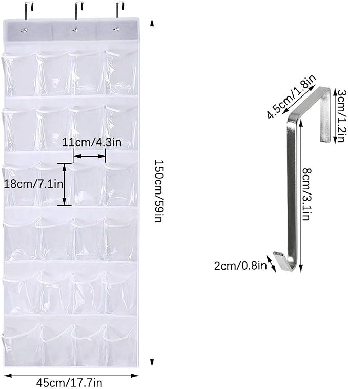 24-Pocket Over-The-Door Shoe Organiser, Folding Hanging Organiser - Image 4