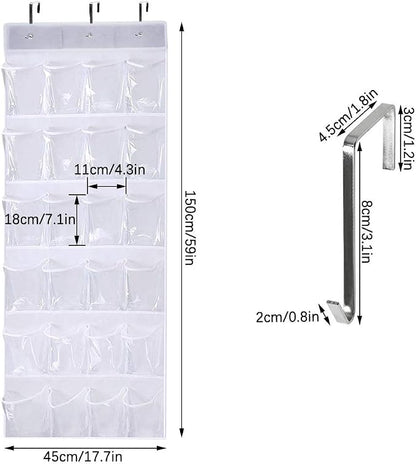 24-Pocket Over-The-Door Shoe Organiser, Folding Hanging Organiser - Image 4