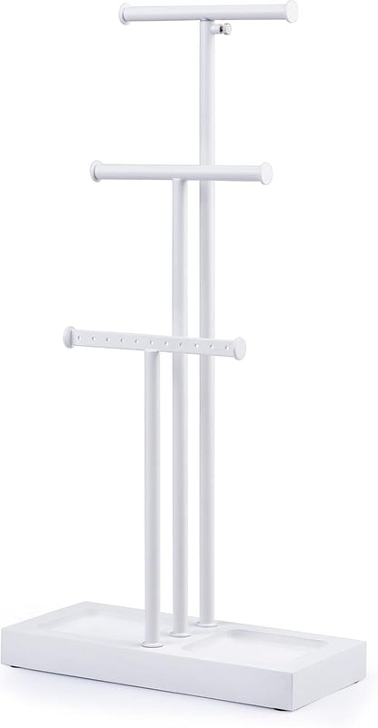 Love-KANKEI Jewelry Tree Stand White Metal and Wood Base Large Storage Jewelry by Love-KANKEI
