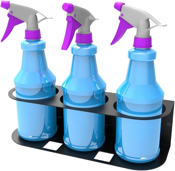 JINGCHENGMEI 3 Spray Bottles Holder, Steel Wall Mount Storage Organizer - Image 3