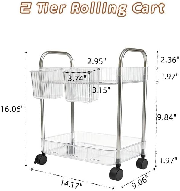 2 Tier Utility Rolling Cart - Image 3