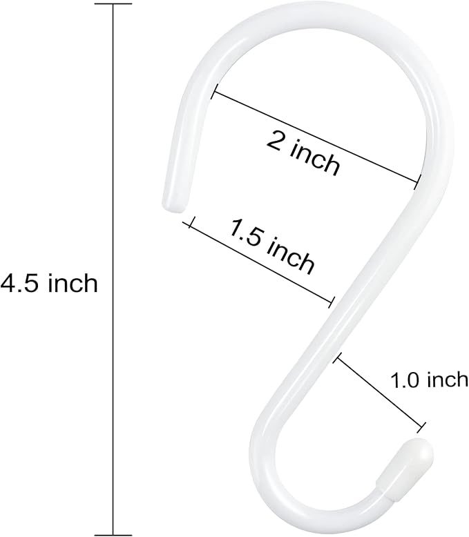 12 Pack 4-1/2 Inch White S Hooks - Image 2