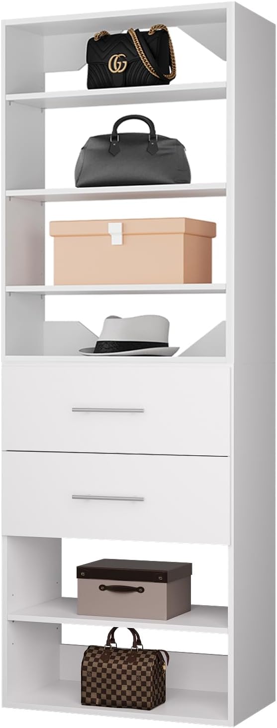 ROOMTEC Modular Closet System, 31.5" 2 Drawer Shelf Closet Tower Wall-Mounted by ROOMTEC