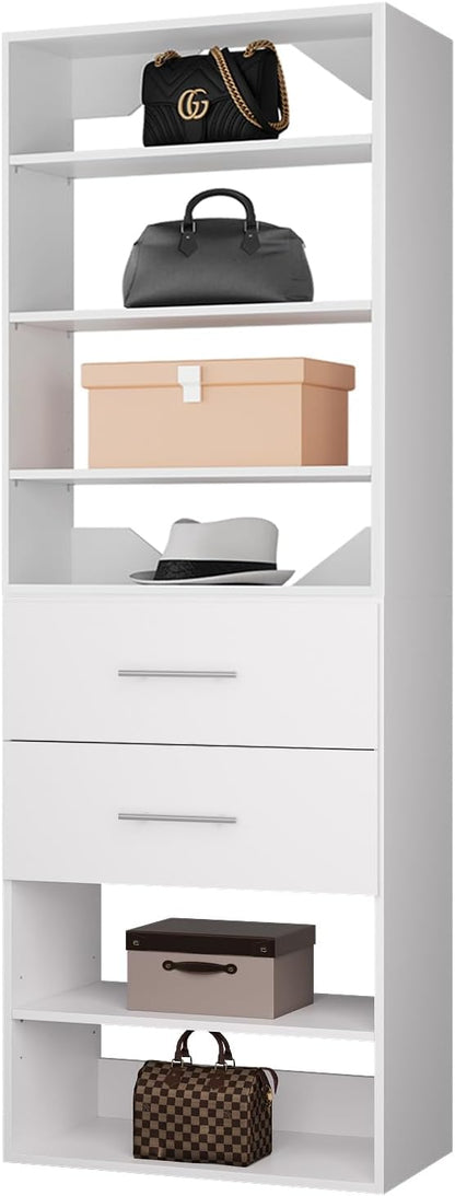 ROOMTEC Modular Closet System, 31.5" 2 Drawer Shelf Closet Tower Wall-Mounted by ROOMTEC