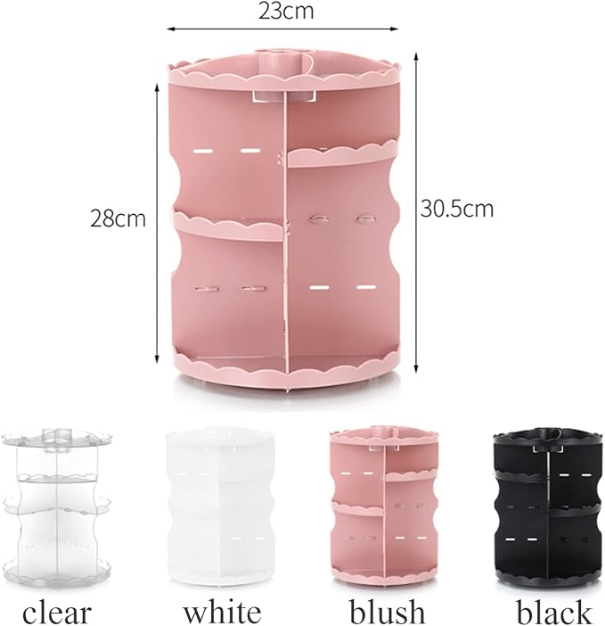 360 Rotating Makeup Organizer, Acrylic DIY Adjustable Bathroom Makeup Carousel - Image 4