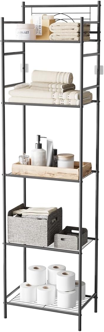 LEEDA 5-Tier Metal Shelving Unit, Sturdy Bathroom Storage Shelf & Free Standing - Image 8