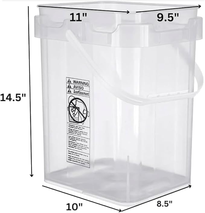House Naturals 4 Gallon Food Grade Plastic Square clear bucket pail - Image 8