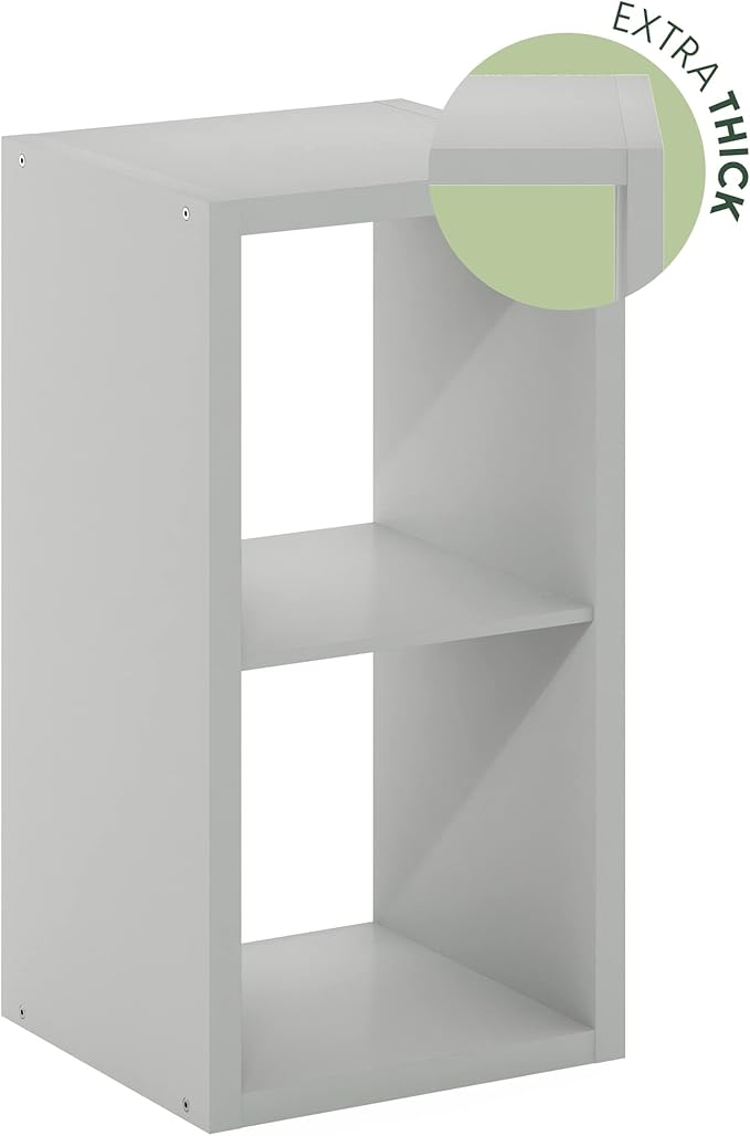 Furinno Cubicle Open Back Decorative Cube Storage Organizer, Light Grey | 14.6" - Image 6