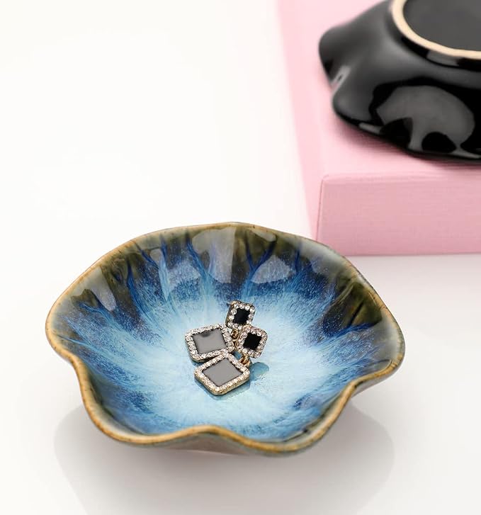 Binoster Gifts for Women Ceramic Jewelry Dish, Leaf Jewelry Tray Key Tray - Image 6