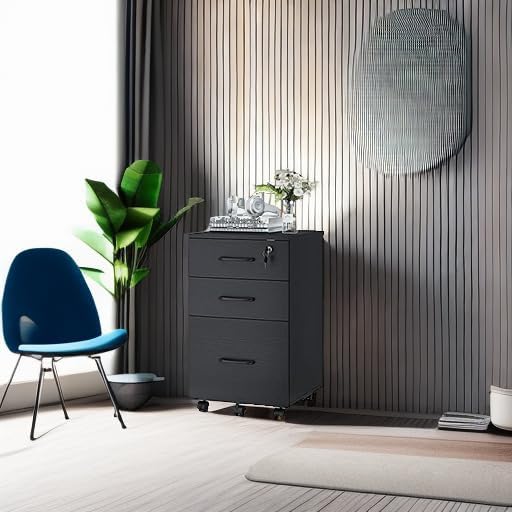 Panana 3 Drawer Wood Mobile File Cabinet, Under Desk Storage Drawers Small File - Image 6