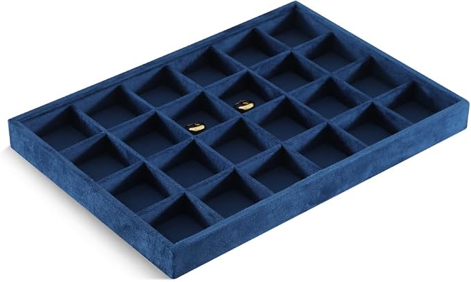 Velvet Stackable Jewelry Display Tray, 24 Grid Earring Ring Storage Tray - Image 4