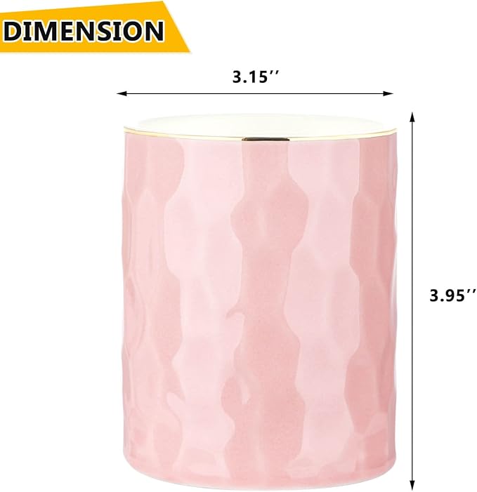 WHJY Ceramic Pink Pencil Cup, Makeup brushes Holder, Modern Geometry Design Pen - Image 2