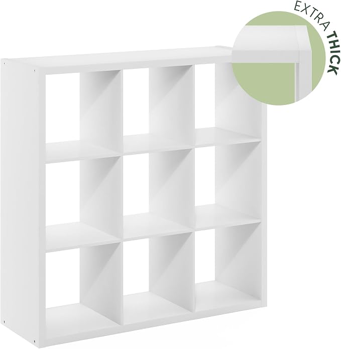 Furinno Cubicle Book Shelf, 9-Cube Bookshelf, Extra Thick Frame Reversible Tall - Image 6