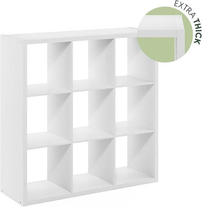 Furinno Cubicle Book Shelf, 9-Cube Bookshelf, Extra Thick Frame Reversible Tall - Image 6