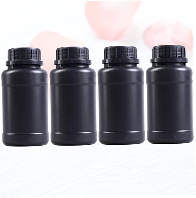 4pcs Black Plastic Chemical Bottles Hdpe Light-blocking Storage Containers - Image 8