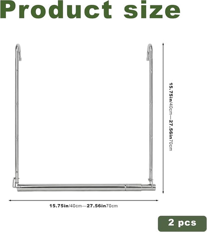 2 Pack Hanging Closet Rod Stainless Steel, Adjustable Width & Height 16–27.5 in - Image 6