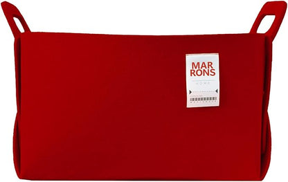 Collapsible Felt RED Storage Bin Large 14.6"x9.4"x9.4" – Foldable Basket by MARRONS