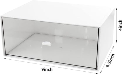 Desk Drawer Organizer, Stackable Storage Drawers, Plastic White Desk Organizers - Image 3