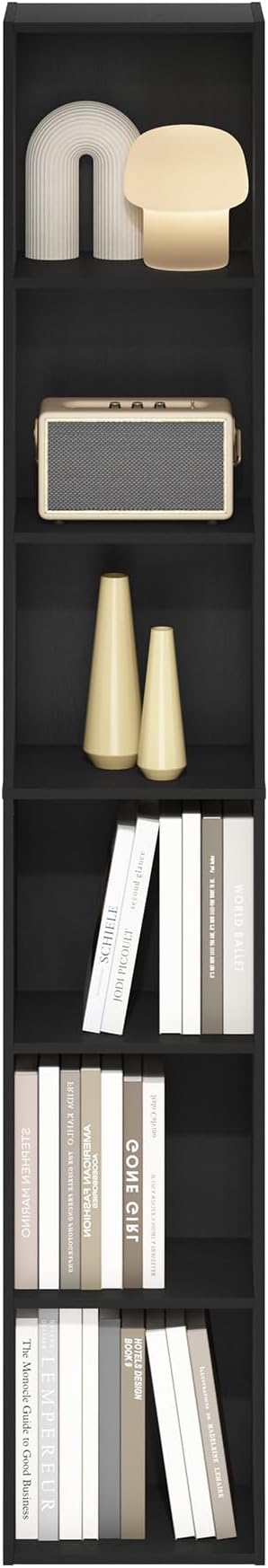 Furinno PASIR Book Shelf, 6-Tier Bookcase, Tall Standing Bookshelf, Open - Image 6