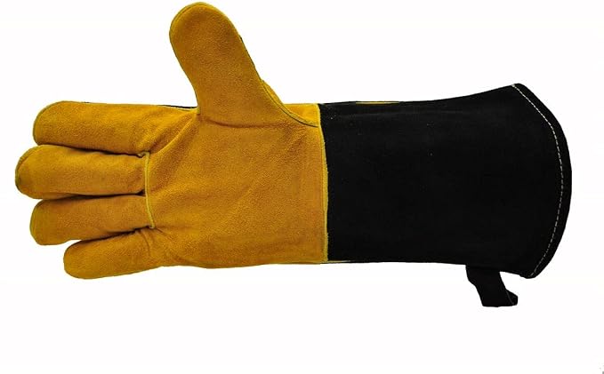 G & F Premium Leather BBQ Gloves, Heat & Fire Resistant, Suede Palm, Puncture & by GFProducts