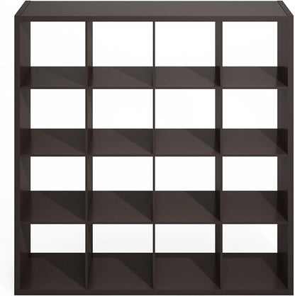 Furinno Simple 16-Cube Storage Organizer, Display Shelf, Dark Oak | Extra Thick - Image 8