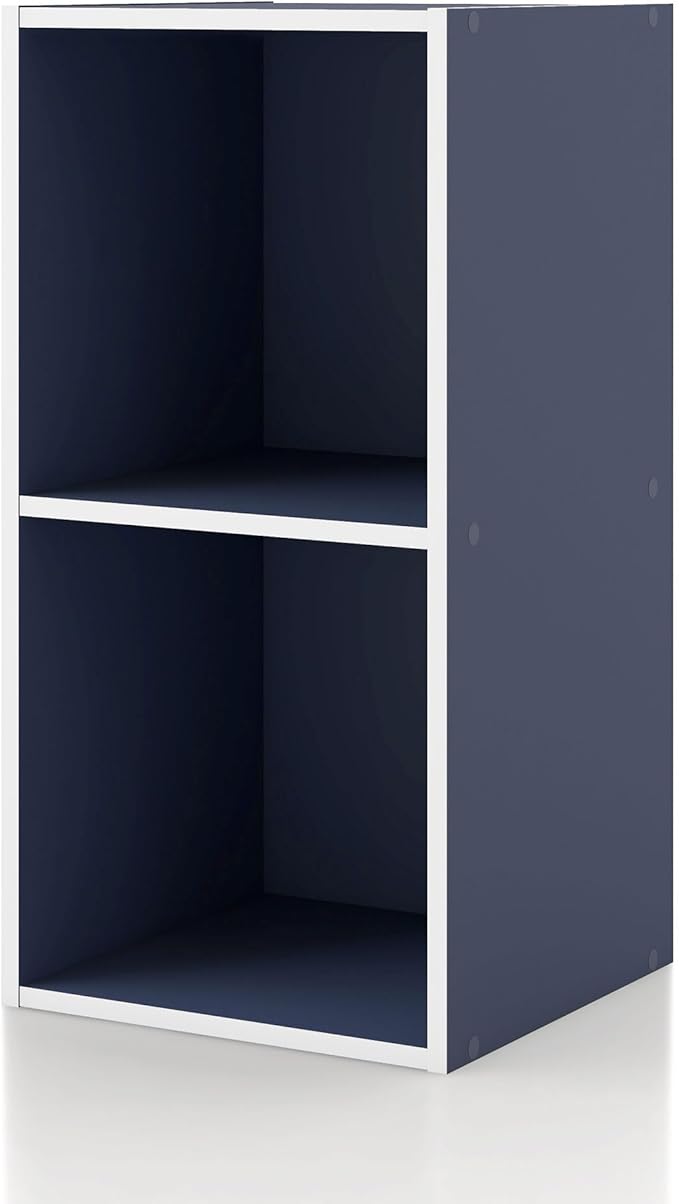 Homes: Inside + Out Apexa 2-Cube Storage Organizer Shelves, Stackable Wood by HOMESInsideOut