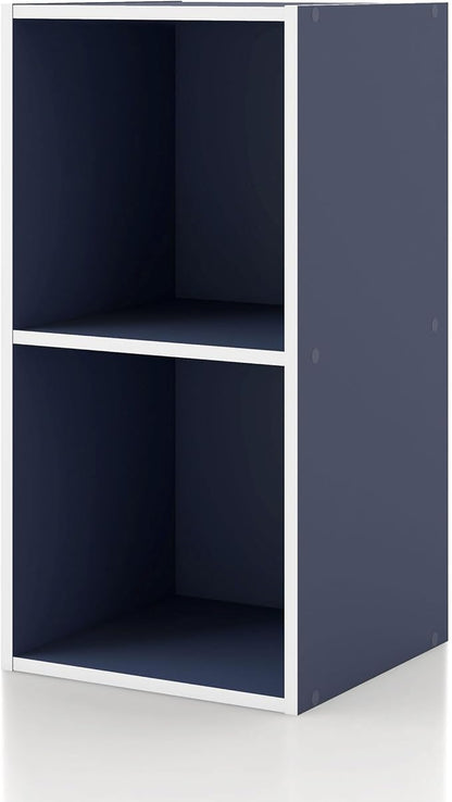 Homes: Inside + Out Apexa 2-Cube Storage Organizer Shelves, Stackable Wood by HOMESInsideOut