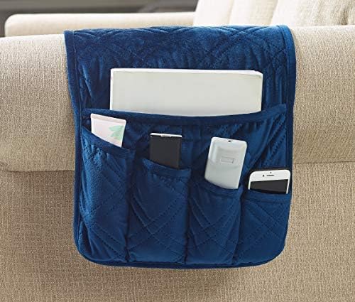 Brilliant Sunshine Blue Velvet Couch Sofa Armrest 5 Pockets Organizer, Slip by BrilliantSunshine