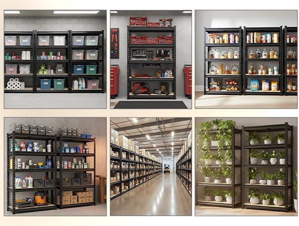 REIBII Set of 2 Storage Shelves 5 Tier Garage Shelving Heavy Duty Metal - Image 6
