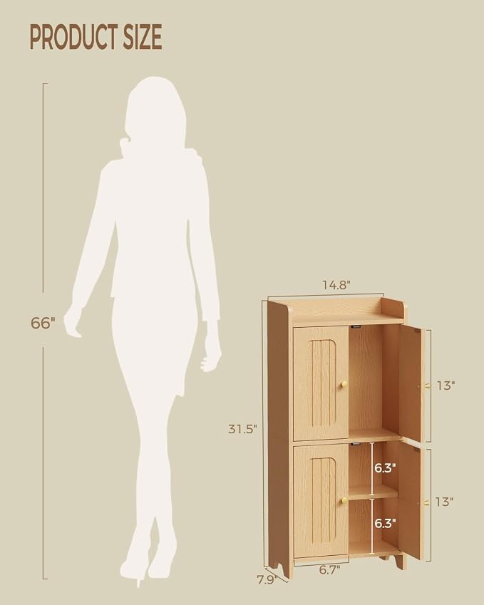 BEWISHOME Small Floor Cabinet, Toilet Paper Storage, Bathroom Storage Cabinet | - Image 2