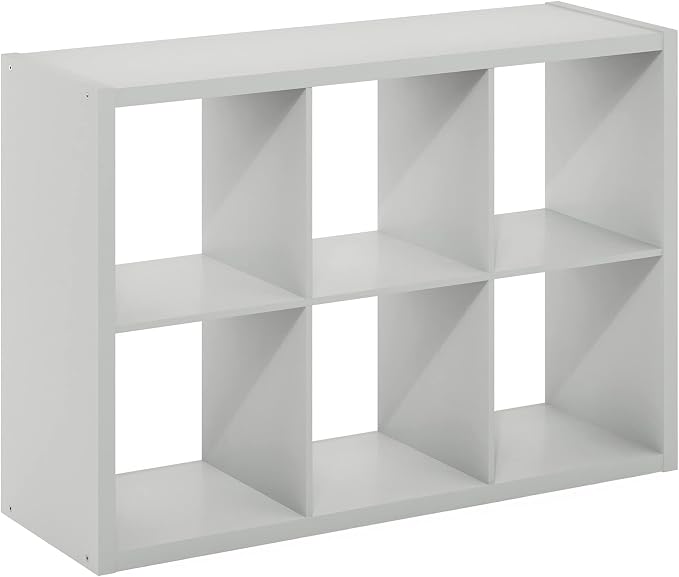 Furinno CUBICLE 6-Cube Book Shelf, Extra Thick Frame Bookshelf, Light Grey | - Image 11