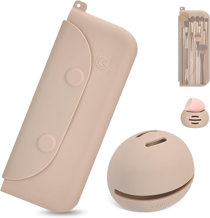 Silicone Makeup Brush Holder And Beauty Sponge Case, Travel Makeup Brush Case by COOL-ANGLE