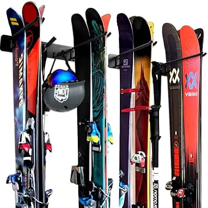 Wall Mount Ski Storage Rack, Garage Snowboard Storage Organizer 8 Pairs Metal - Image 7